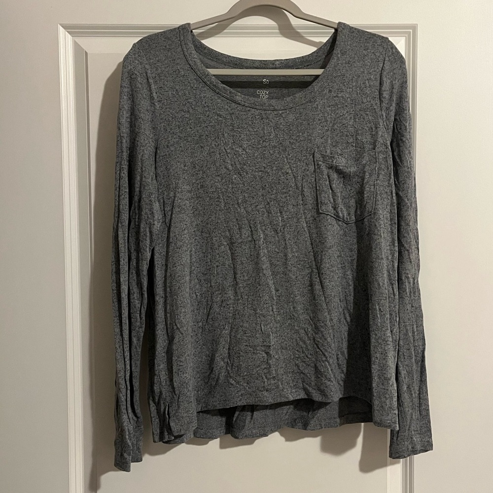 SO (Sonoma Company) Cozy Long Sleeve Pocket T-Shirt Top